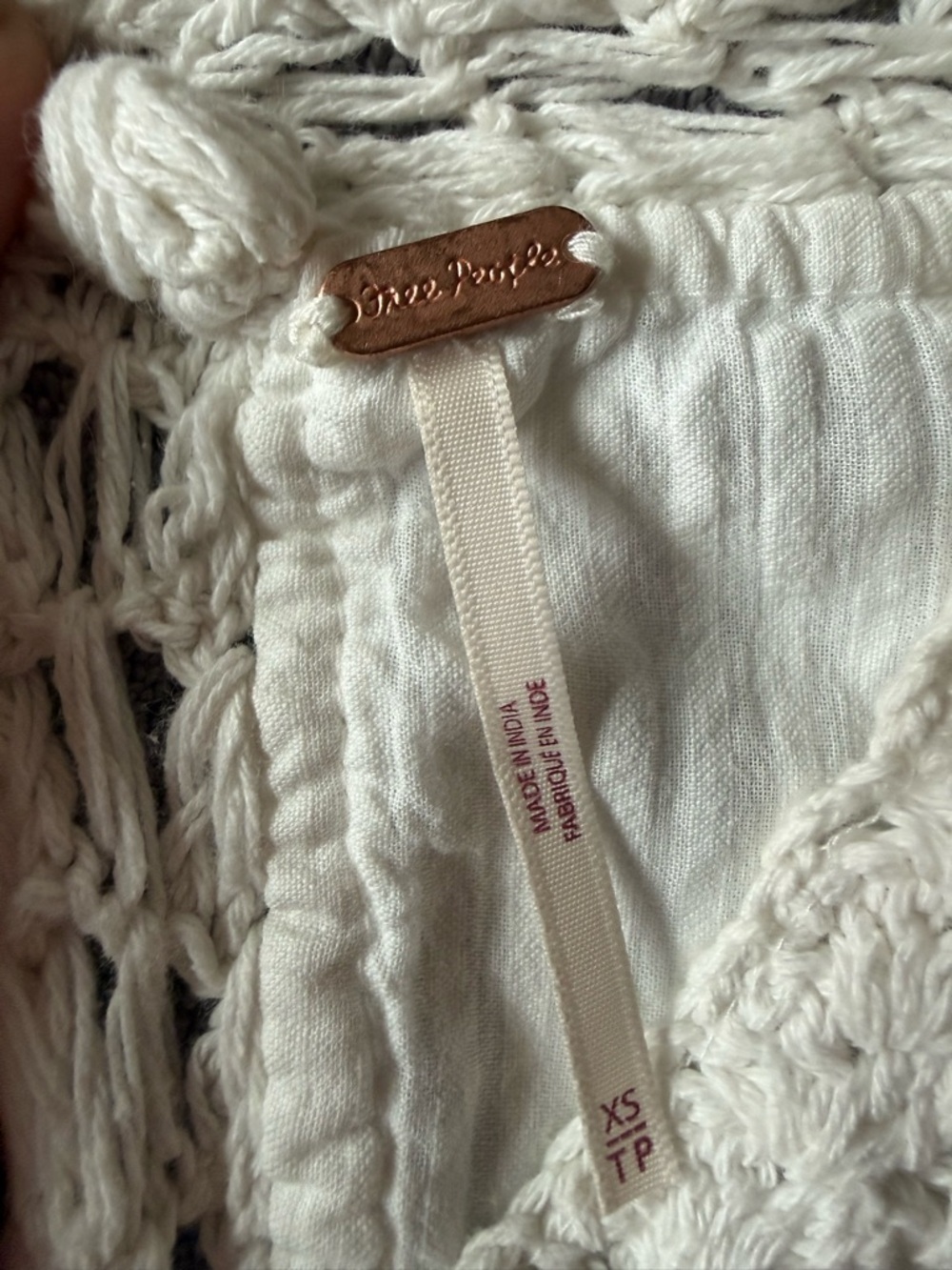 Free People Ivory Crochet Tie-Front Top - Picture 3 of 3